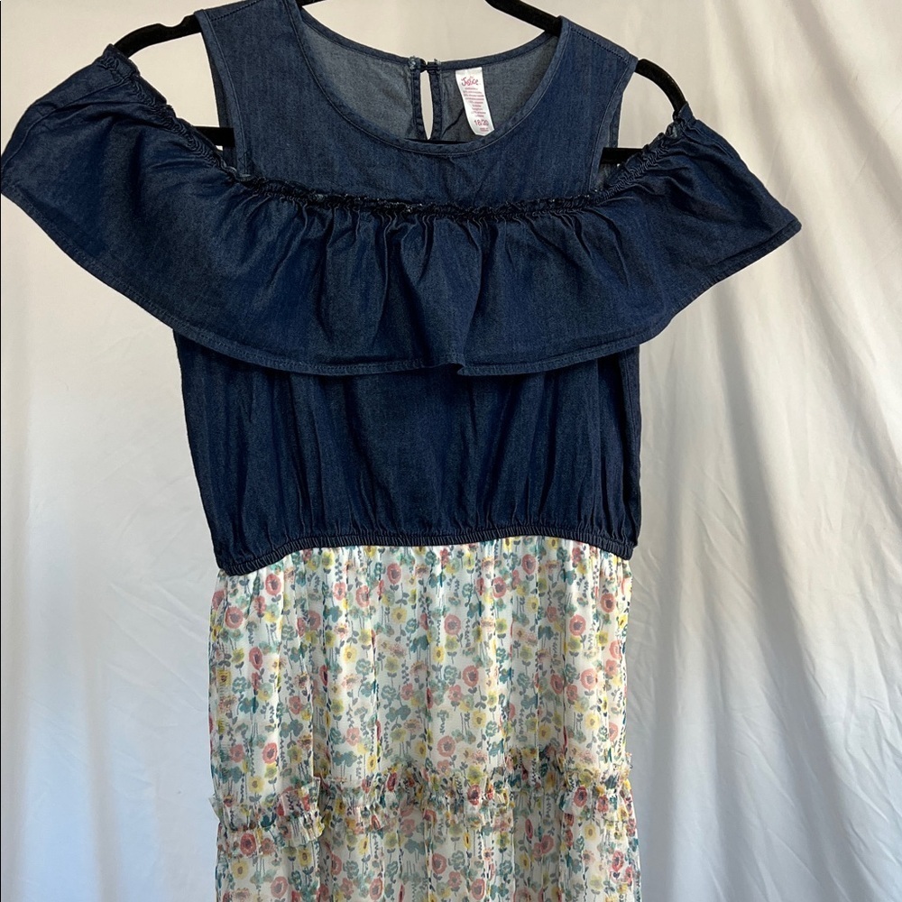 Justice calico drop sleeve country cute midi